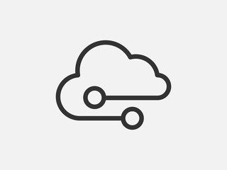 Technology icon vector cloud computing connection. Big data global server. Line design symbol.