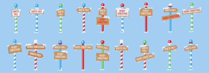 Winter holiday xmas signs for the north pole.