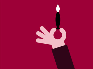 icona, mano, braccio, dita, scrivere, penna, 