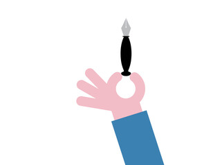 icona, mano, braccio, dita, scrivere, penna, 