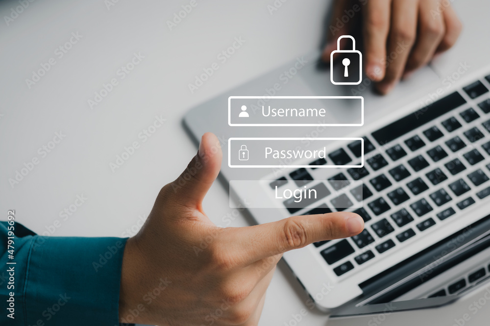 Poster concept of cybersecurity, cybersecurity and login and password, information security and encryption,