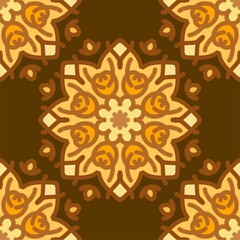 seamless pattern soft brown vintage floral chocolate caramel mocha coffee color mandala background vector illustration culture interior flat design