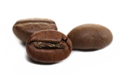 Coffee beans macro isolated on white