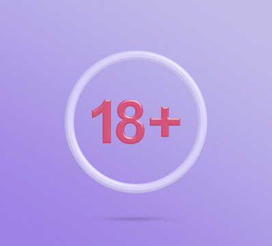 Bounding icon 18+ in round frame 3d