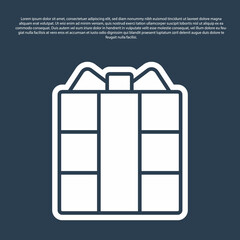Blue line Gift box icon isolated on blue background. Vector