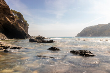 lonely cove on the costa brava one summer day in the municipality of roses