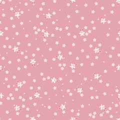 うさぎと桜のシームレスなパターン。テキスタイル、壁紙、包装紙のデザイン。
