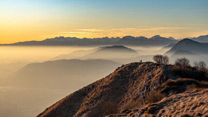 Winter sunset from an alpine peak of Friuli-Venezia Giulia