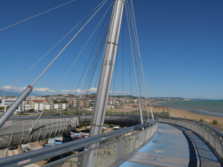 panorama of the city of Pescara, of its promenade and its beach from the sea bridge