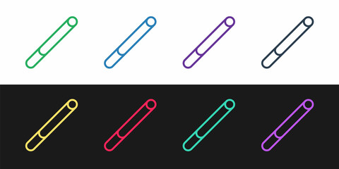 Set line Cigarette icon isolated on black and white background. Tobacco sign. Smoking symbol. Vector