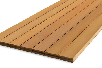 Exterior wooden decking or flooring isolated on white background