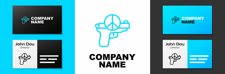 Blue line No war icon isolated on white background. The peace symbol. Logo design template element. Vector