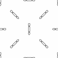 Grey line Cuticle pusher icon isolated seamless pattern on white background. Tool for manicure. Vector