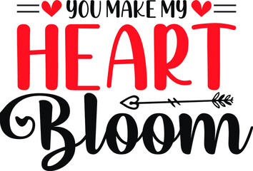 Heart Bloom Valentine T-Shirt Design SVG