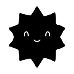 Abstract geometric kawaii sun with smiling face