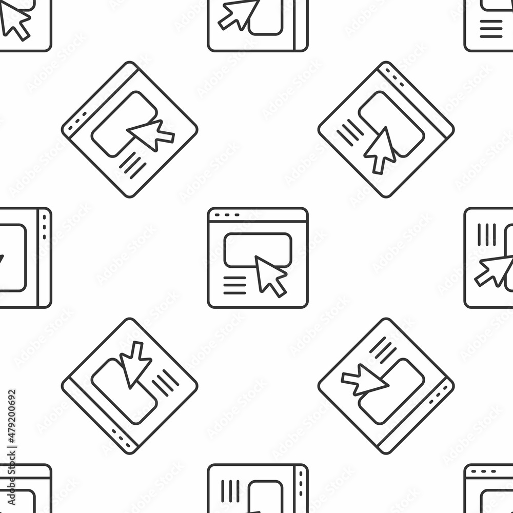 Poster grey line ui or ux design icon isolated seamless pattern on white background. vector