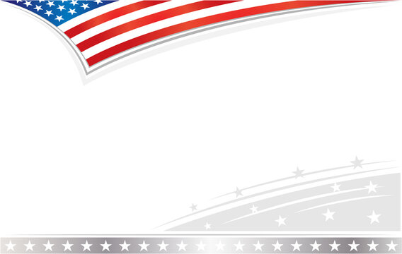 Abstract USA flag wave corner background border frame with empty space for your text.	
