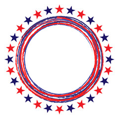 American flag symbols stars round border frame logo symbol card banner with empty space for text.	
