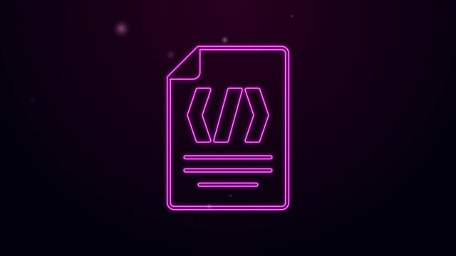 Glowing neon line Binary code icon isolated on black background. 4K Video motion graphic animation