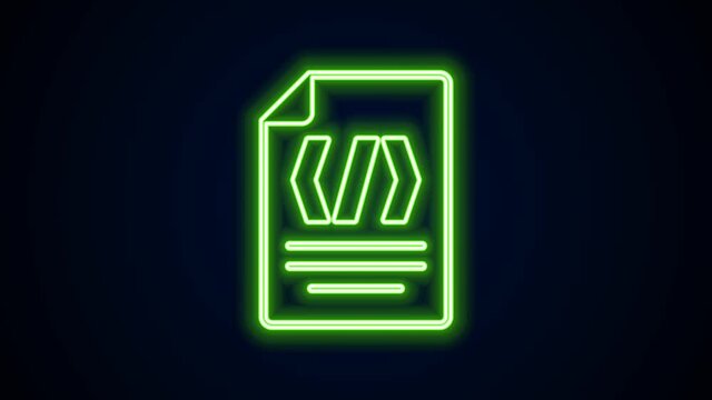 Glowing neon line Binary code icon isolated on black background. 4K Video motion graphic animation