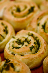Baked herb swirl buns