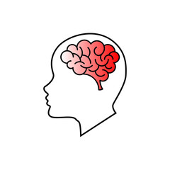 Illustration of an isolated human brain icon with a white background