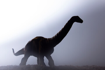 diplodocus dinosaur with contrast atmosphere and haze