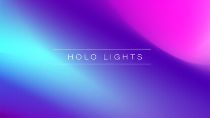 Holo Lights. Vector Blue Purple Hologram Dreamy Background. Rainbow Iridescent Gradient. Minimalist Holographic Fluid Wallpaper.  Neon Opalescent Banner. Modern Tech Music Design.