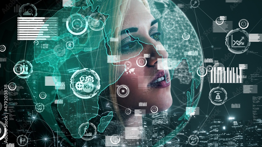 Poster Conceptual business dashboard for financial data analysis . 3D render computer graphic .