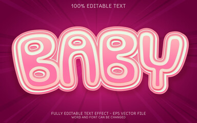 Cute and playful pink baby text effect, perfect for newborn announcements, baby showers, and children's products. Fully editable EPS vector file