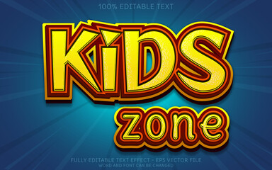 Kids zone Text effect, Editable Text Style, premium vector
