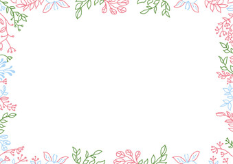 Obraz na płótnie Canvas frame with pink flowers and green leaf