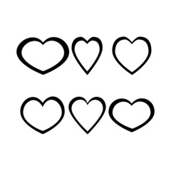 Heart icon collection on white  Background. Vector illustration.