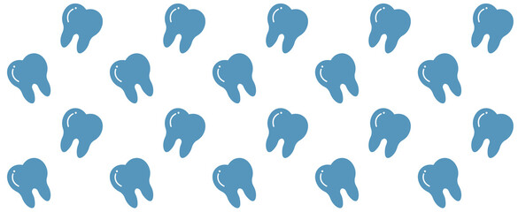 Simple dental pattern. Flat illustration of blue teeth.
