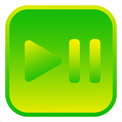 Play and pause icon. Start and pause button. Isolated web icon. Logo design. Flat vector illustration in green gradient color.