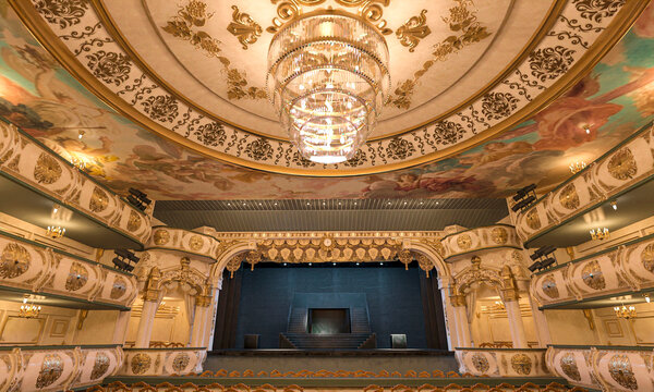 royal opera stage with curtain open bottom view