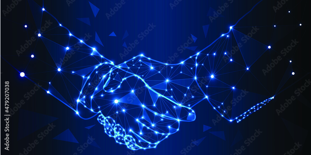 Poster handshake in the form of a starry sky and consists of points