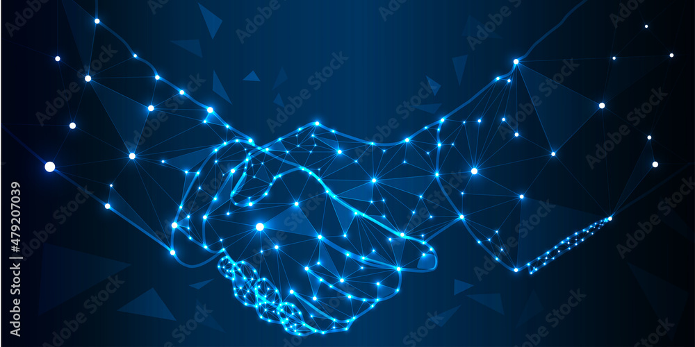 Poster handshake in the form of a starry sky and consists of points