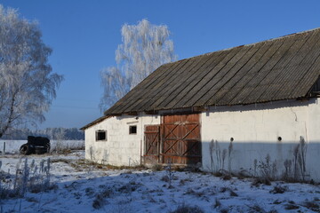 old barn in winter
