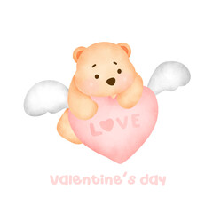  Valentine's day with cute bear greeting card.
