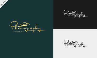 Studio Photography logo template vector. signature logo concept.
