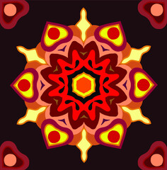 Vector abstract psychedelic mandala illustration for modern commercial fashion fabrics.