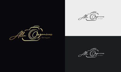 Studio Photography logo template vector. signature logo concept.
