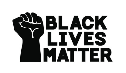 Black Lives Matter. Black raised fist vector illustration.