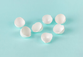 White eggshell on a light blue background.