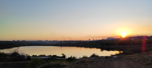 sunset over the river
