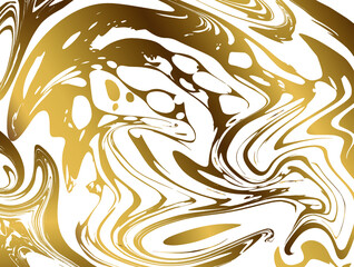 Vector template set of abstract liquid gold ink texture in the style of marbled paper on white background.