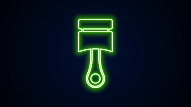 Glowing neon line Engine piston icon isolated on black background. Car engine piston sign. 4K Video motion graphic animation