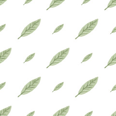 Naklejka premium Watercolor leaf seamless patternWatercolor leaf seamless pattern