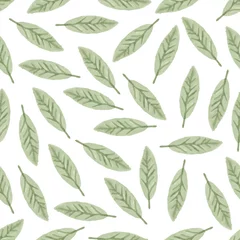 Deurstickers Wit Naadloze patroon met aquarelbladeren Naadloze patroon met aquarelbladeren